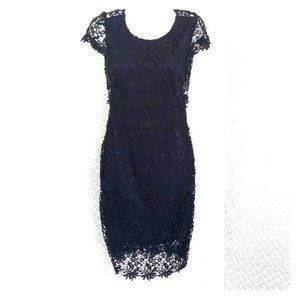 HARPER Navy blue backless lace semi formal dress